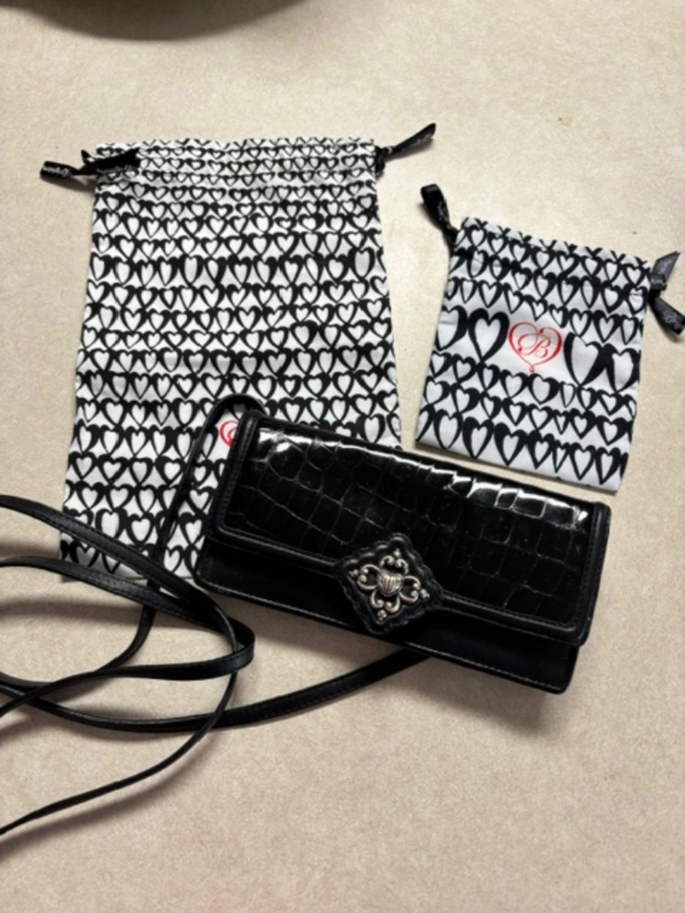 Brighton clutch/crossbody bag w/ 2 Brighton storage bags